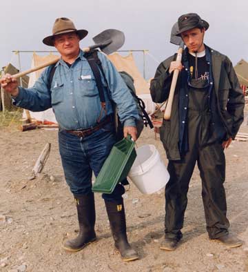In Alaska: Brian and his son setting out to dig and pan for gold