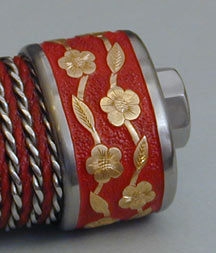 Brian Lyttle Custom Knifemaker: Dress Knife/View of Gold flower inlays on pommel