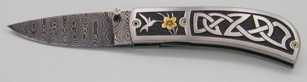 Brian Lyttle Custom Knifemaker: Engraved Damascus Liner Lock Folding Knife