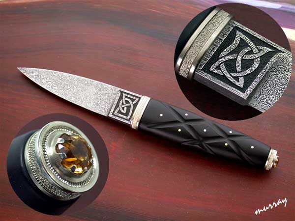 Brian Lyttle Custom Knifemaker: Damascus Sgian Dubh with Celtic knotwork