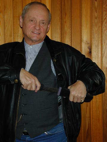 Brian Lyttle Custom Knifemaker: Tanto; being pulled out of sheath